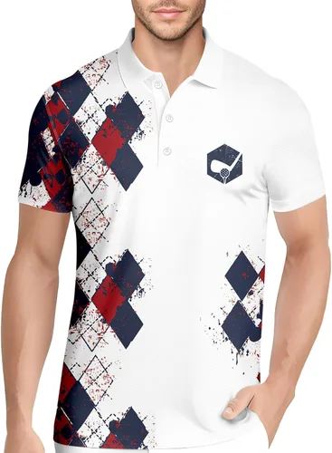 Vista 12 de HIVICHI Camisas de golf divertidas para hombre con patrón estampado loco colorido y novedad de alto rendimiento que absorbe la humedad, camisa tipo