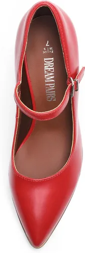 Vista 3 de DREAM PAIRS Zapatos de tacón alto y grueso para mujer, con puntera cerrada, zapatos Mary Jane, puntera puntiaguda, cómodos, zapatos de trabajo
