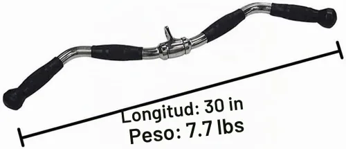 Vista 4 de Accesorio de barra dorsal para máquina de cables, barra de curl y pulldown con rotación completa y mango de goma para gimnasio, entrenamiento