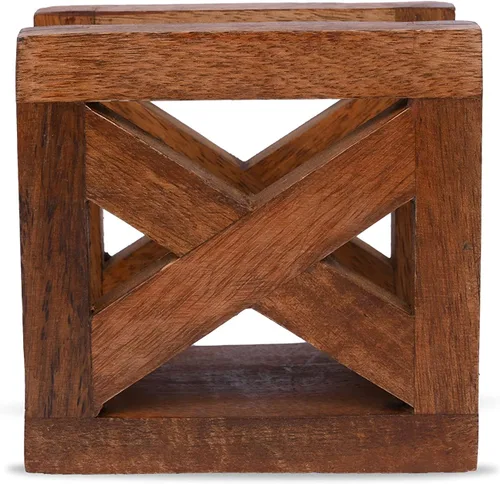 Vista 2 de EDHAS Servilletero de papel de madera, dispensador de almacenamiento de servilletas para mesas, accesorios de cocina y oficina, para restaurantes