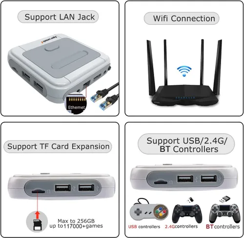 Vista 3 de Kinhank Super Console X Video Game Console Built in 41,000+ Games,with 2 Gamepads,Game Consoles for 4K TV Support HD Output, Support 5