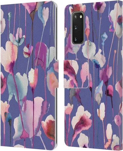 Vista 288 de Head Case Designs Officially Licensed Ninola Abstract Poppies Lilac Floral Leather Wallet Case Compatible with Samsung Galaxy A07 4G