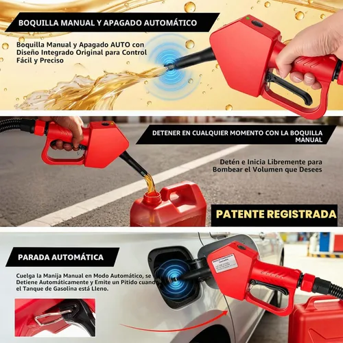 Vista 3 de Bomba de transferencia de combustible 5GPM con parada automática y boquilla manual, elevación de bombeo de 118 pulgadas, se adapta a diferentes