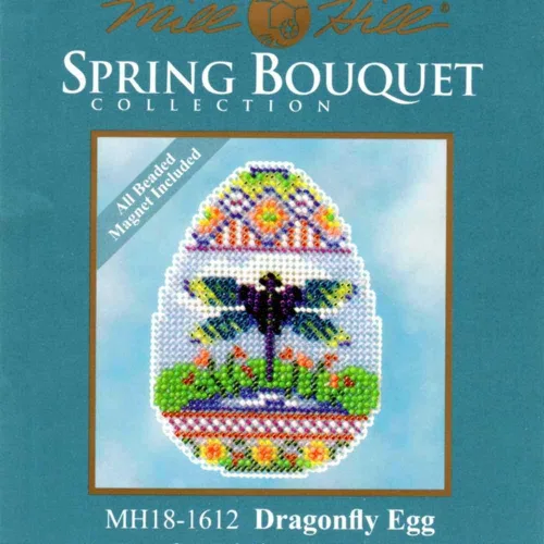 Vista 2 de Kit de adorno de punto de cruz con cuentas de huevo de libélula Mill Hill 2016 Spring Bouquet MH181612