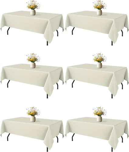 Vista 14 de Niuara Mantel de Mesa Rectangular Negro - Paquete de 6, 60" × 84" Mantel de Tela Lavable para Mesas de 5 Pies, Resistente a las Arrugas y a Prueba