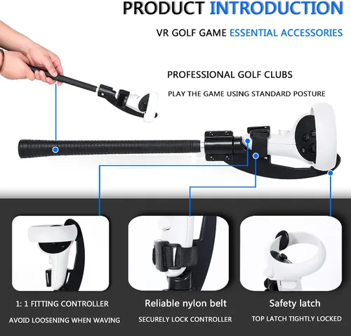 Vista 2 de Vr Golf Club for Oculus Quest 2,Oculus Quest 2 Golf Club Adapter,quest2 Golf Club Attachment,Golf Club Controller,Designed for VR Golf,Experience