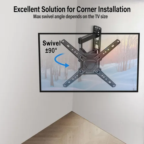 Vista 5 de MOUNTUP Soporte de pared para TV de movimiento completo y soporte universal para barra de sonido MU9122-A Bundle