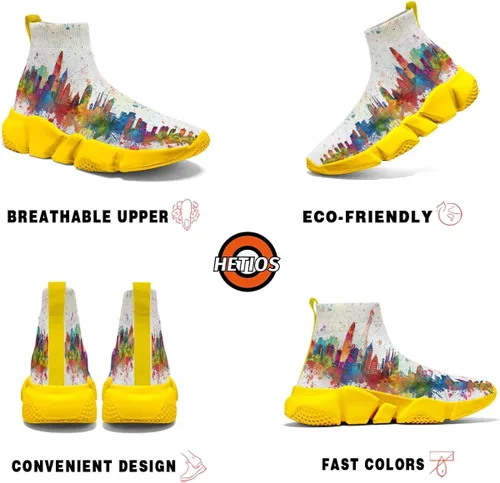 Vista 6 de Calcetines sin cordones para hombres y mujeres zapatos casuales pintados con graffiti tenis para correr talla grande 5-15