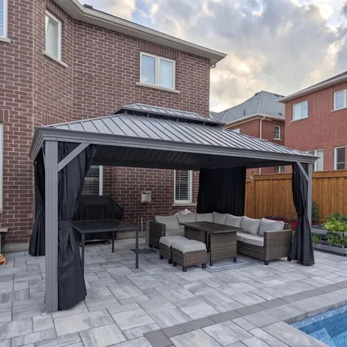 Vista 25 de PURPLE LEAF - Gazebo para exteriores de 10 x 12 pies, con sistema de drenaje