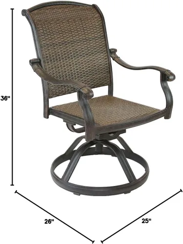 Vista 2 de Santa Clara - Juego de 4 sillas de comedor giratorias para patio, aluminio fundido de bronce oscuro