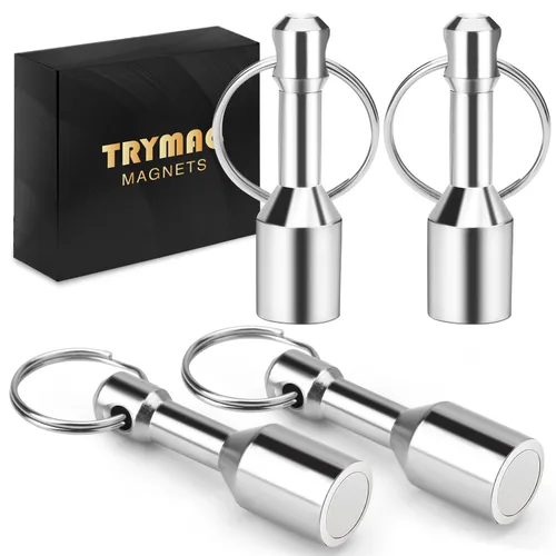 Vista 10 de TRYMAG N52 - Imanes de Llavero para Probar Latón, Paquete de 2 Llaveros de Bolsillo de Neodimio Negro para Bolso con Fuerte Magnético de Tierras