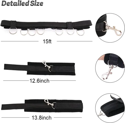 Vista 8 de Bed Bonage - Restricciones para adultos sexuales para adultos, cuerda de servidumbre y cuerda para brazos y piernas restricciones para la cama