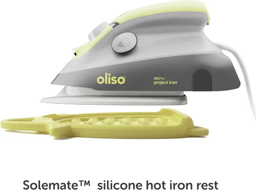 Vista 5 de Oliso M3Pro Project Steam Iron with Solemate (Pistachio) + MultiMat Wool Pressing Pad 2pk