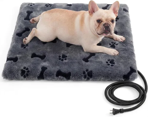 Vista 12 de Almohadilla térmica para mascotas para gatos y perros, interior y exterior, impermeable, con calefacción, cama para perros, cable resistente a