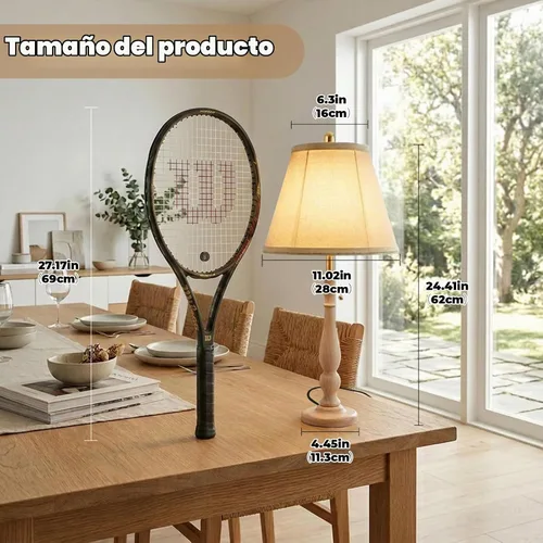 Vista 6 de LALISU Lámparas de mesa rústicas de granja para sala de estar, lámpara de noche bohemia de 24.41 pulgadas con interruptor de cadena para mesitas