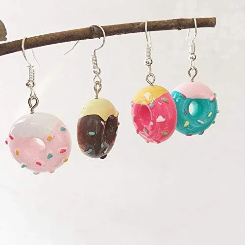 Vista 2 de Lindos aretes colgantes de resina para mujeres y niñas