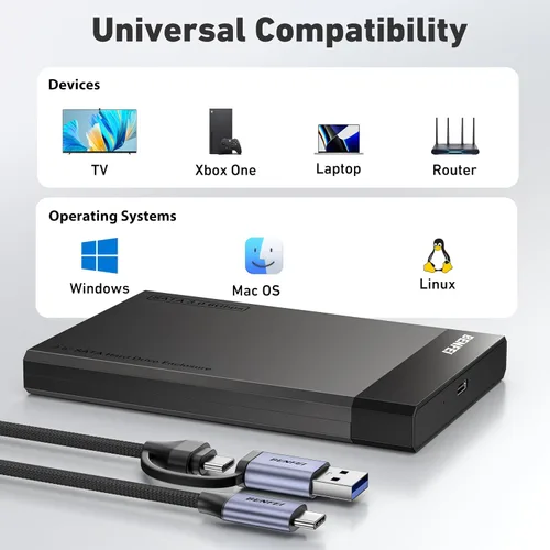 Vista 7 de BENFEI Caja externa para disco duro de 2.5 pulgadas SATA a USB sin herramientas (6Gbps, optimizado para SSD, compatible con UASP SATA III)