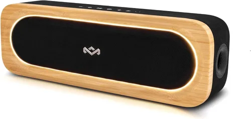 Vista 10 de House of Marley Get Together 3 bocina Bluetooth, 10 horas de reproducción, carga rápida USB-C, modos de sonido EQ, luz LED ambiental, rango Crema