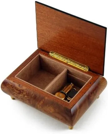 Vista 2 de Estilo tradicional Floral tema incrustación de madera música caja de joyería