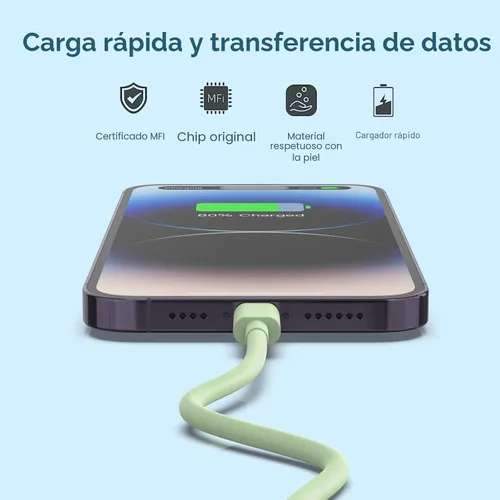 Vista 5 de Paquete de 6 cargadores para iPhone (3/3/6/6/9 pies), cable Lightning de varios colores con certificación MFi de Apple, cable de transferencia