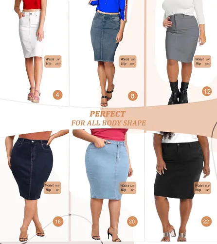 Vista 5 de Lexi - Falda de mezclilla elástica para mujer súper cómoda y de ajuste perfecto
