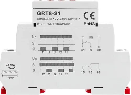 Vista 2 de GEYA Relé de tiempo de ciclo asimétrico 1SPDT 16A AC/DC12V-240V Ciclador Repetición Temporizador Retraso Relé Carril DIN modular