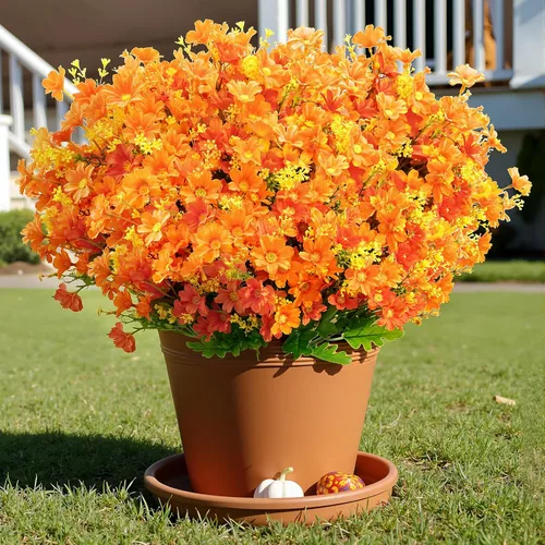 Vista 12 de Uieke 6 flores artificiales para exteriores, resistentes a los rayos UV, margaritas falsas para exteriores, no se decoloran, arbustos verdes