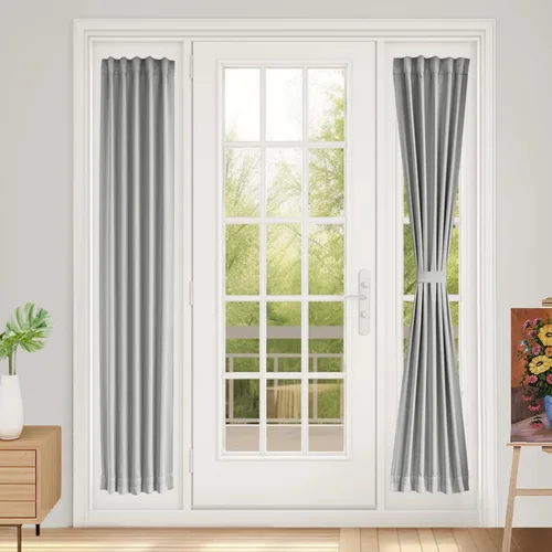 Vista 19 de Vatge Cortinas laterales autoadhesivas para puertas de cristal, sin taladro, extraíble, panel de filtrado de luz, 1 panel, 12 pulgadas de ancho x 60