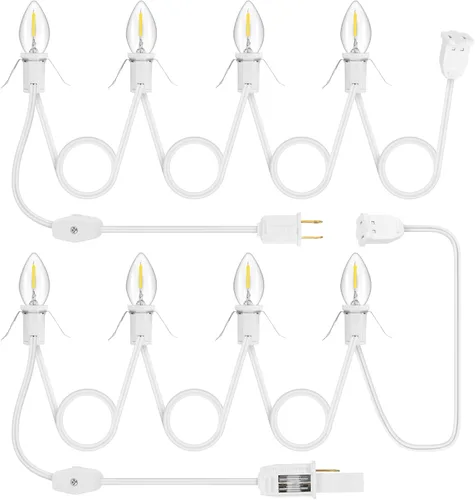 Vista 16 de Paquete de 1 cable de accesorio con 3 bombillas LED y toma de corriente de luz de pueblo de Navidad, cable de luz de molde de soplado de 7.4 pies