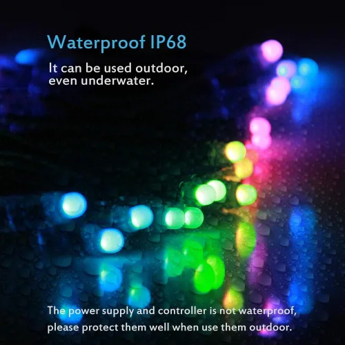 Vista 4 de ALITOVE WS2811 - Tira de luces LED de píxeles de 12 V, control de aplicación Bluetooth, 23 pies, 100 LED direccionables de color de ensueño, píxeles