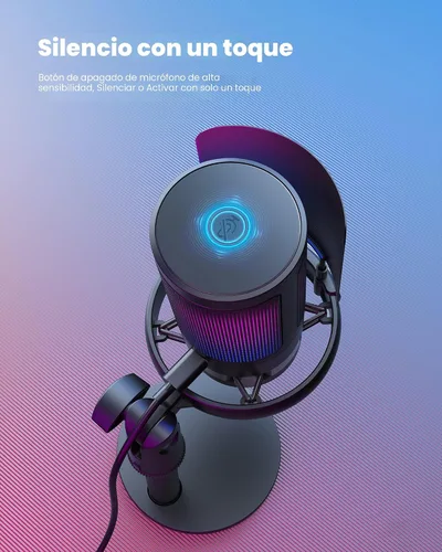 Vista 3 de Micrófono para juegos para PC: micrófono USB para Podcasts, Videos y Streaming - Micrófono condensador con silencio rápido y Filtro Pop - Micrófono
