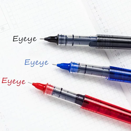Vista 2 de EYEYE Bolígrafos de tinta líquida de 3 colores, 16 paquetes (8 negros, 4 azules y 4 rojos), bolígrafo de gel de secado rápido, punta de aguja fina