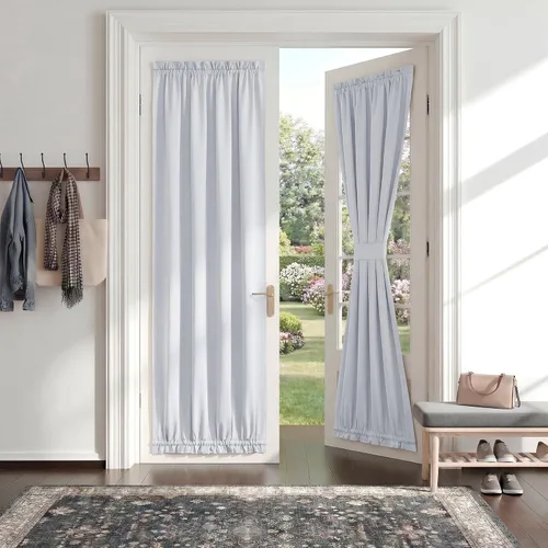 Vista 12 de PONY DANCE Persianas para puertas – Paneles opacos para tratamiento de ventanas, cortinas sólidas de alta resistencia con bolsillo para barra