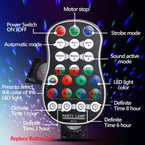 Vista 7 de Luz de escenario de discoteca para fiesta, luces estroboscópicas activadas por sonido, luces LED RGB intermitentes con control remoto para fiestas