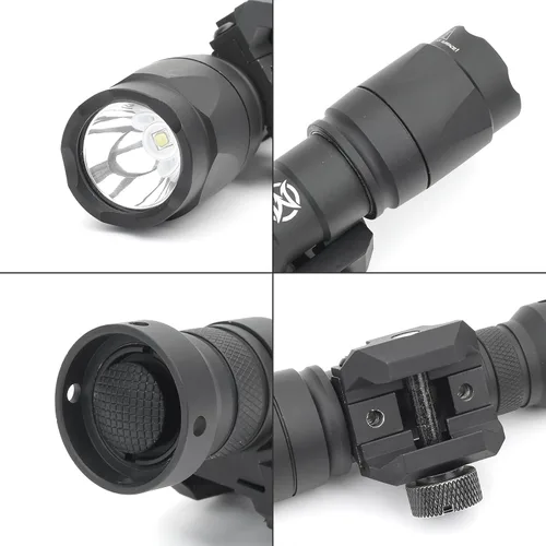 Vista 2 de M300A linterna táctica de 500 lúmenes con interruptor de botón y interruptor de presión remoto para modos constantes/momentáneos, compatible con 1 BK