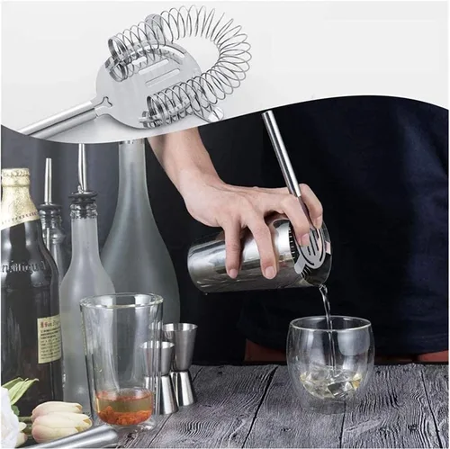 Vista 5 de Juego de coctelera de 17 piezas, kit de barman perfecto para mezclar bebidas, herramientas de barra de acero inoxidable con soporte
