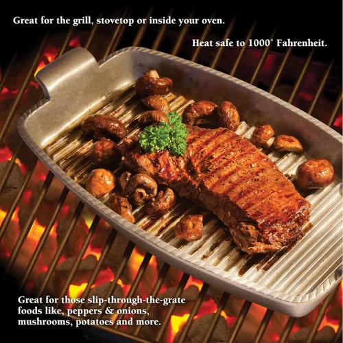 Vista 3 de Wilton Armetale Gourmet Grillware - Plancha con asas, 18.5 pulgadas