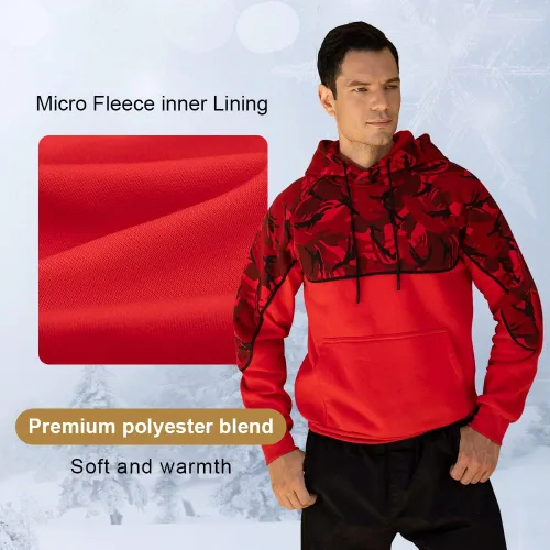 Vista 5 de Sudadera con capucha ligera de manga larga de camuflaje para hombre con bolsillo Kanga