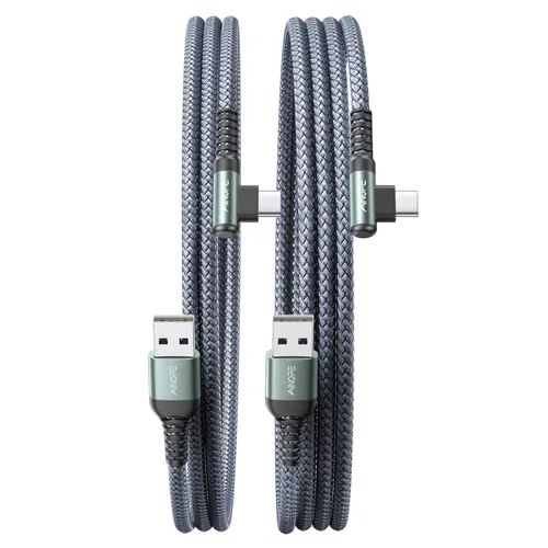 Vista 22 de AINOPE - Cable USB C de 1 metro en ángulo recto, paquete de 2 cables USB a USB C de 1 metro, cable USB A a USB C trenzado de nailon de 3.1A de carga