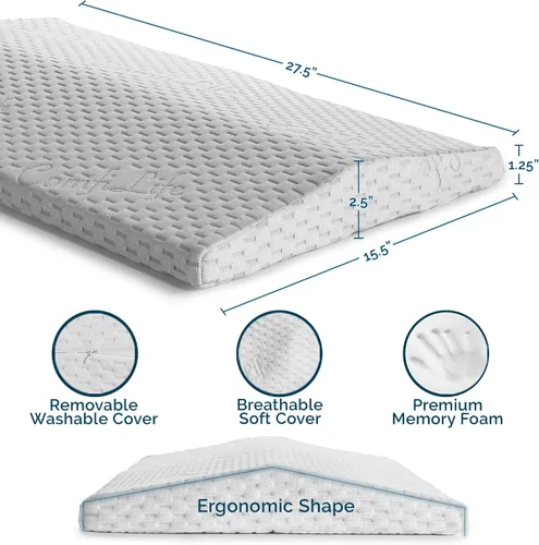 Vista 4 de ComfiLife Almohada de apoyo lumbar para dormir, almohada de espuma viscoelástica para aliviar el dolor de espalda, dormir de lado, espalda