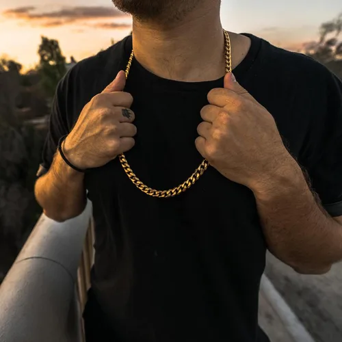 Vista 6 de Krfy Cuban Chain for Men Chunky Miami Cuban Link Chain for Men Women 6101214mm 18K Gold Plated 316L Stainless Steel Thick Heavy Cuban Link Chain