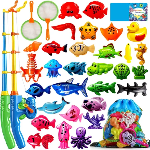 Vista 11 de CozyBomB™ Juego de juguetes de pesca magnéticos para niños, mesa de agua, bañera para niños, piscina, fiesta, caña de caña, pesca flotante