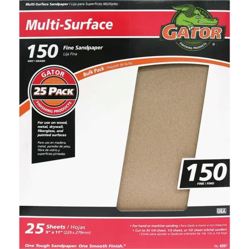 Vista 16 de Gator - Hojas de lijado multisuperficie de 9 x 11 pulgadas, grano 36, paquete de 25