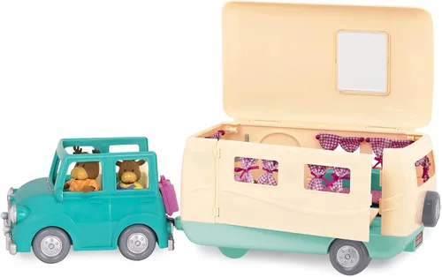 Vista 9 de Li'l Woodzee z Happy Camper Playset con auto de juguete azul desmontable