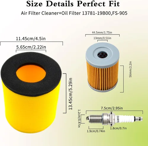 Vista 3 de 13781-19B00 FS-905 Filtro de aire con filtro de aceite Bujía compatible con Suzuki 1987-2002/Quad Runner 250 LT-4WD LT-F250 2x4 4x41987-2001/King