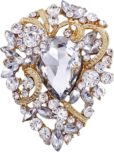 Vista 8 de LAXPICOL - Broche elegante de flores con cristal austriaco vintage para mujer, tono dorado Negro