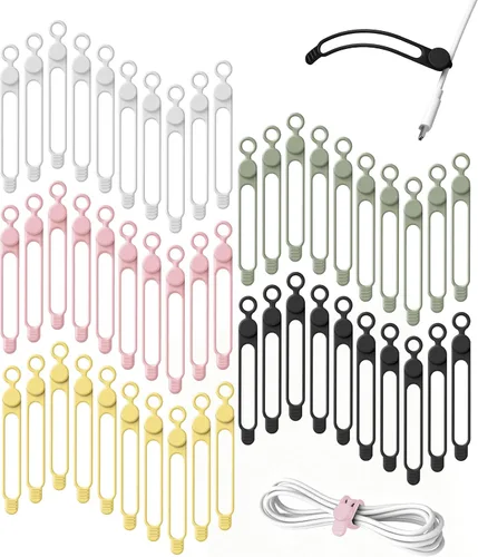 Vista 10 de Bridas de silicona para cables, organizador de cables (16 negro (16pcs-Black)