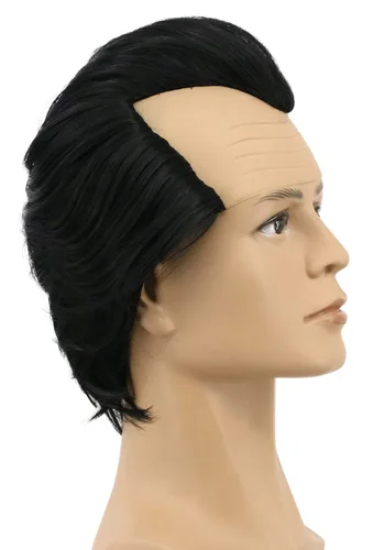 Vista 2 de yuehong Peluca corta negra calva para hombre, peluca de línea capilar Negro