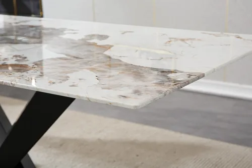 Vista 8 de Mesa de comedor moderna para mesas de cocina y comedor de mármol blanco de 70 pulgadas, mesa de comedor rectangular moderna con mesa de mármol