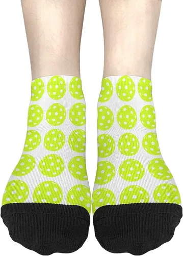 Vista 3 de devor Calcetines tobilleros de algodón para hombre, calcetines atléticos, lindos calcetines de pelleball, Blanco